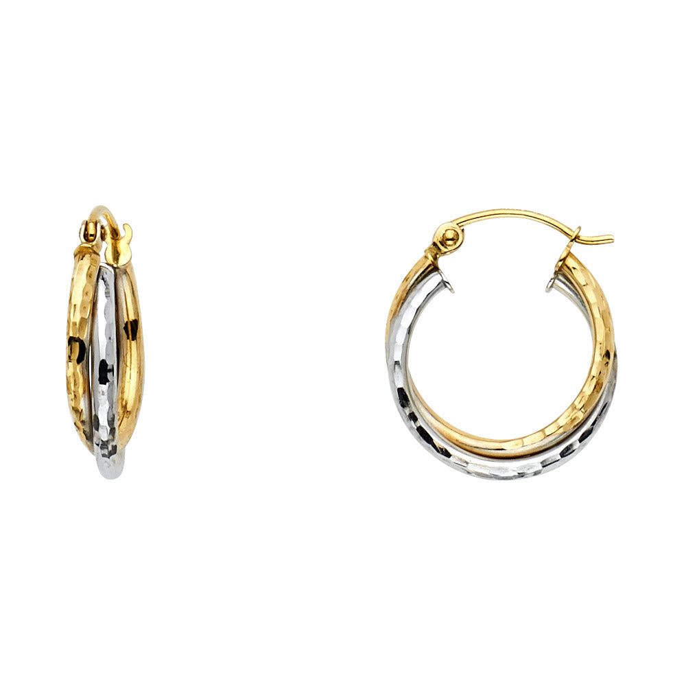 Fancy Hoop Earrings - 14K Gold - ER1060