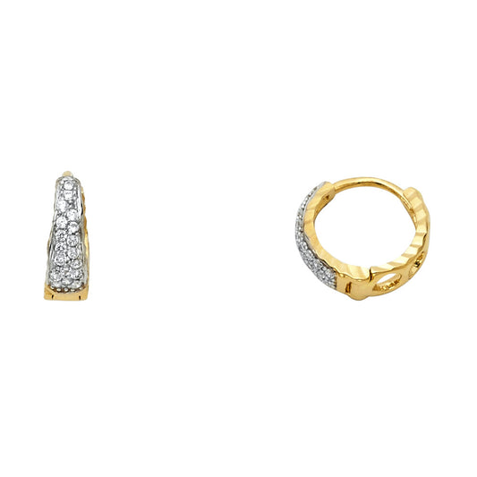 CZ Huggies Earrings - 14K Gold - ER1082