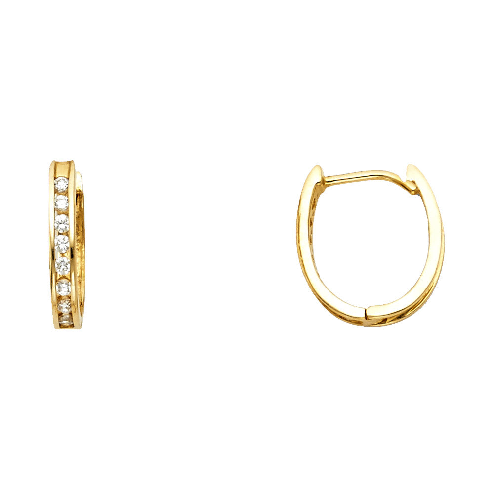 CZ Huggies Earrings - 14K Gold - ER1089
