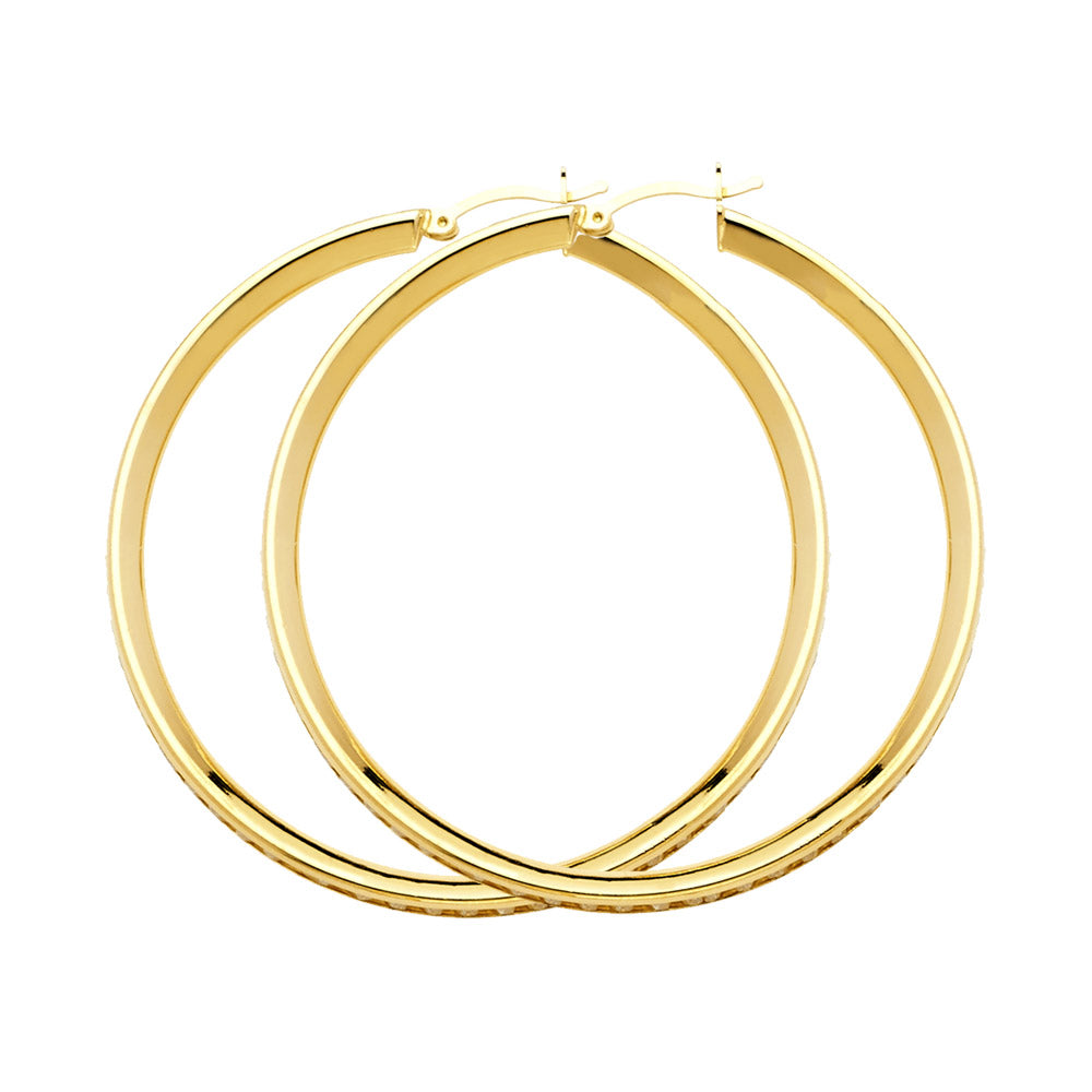CZ Hoop Earrings  - 14K Gold - ER1130