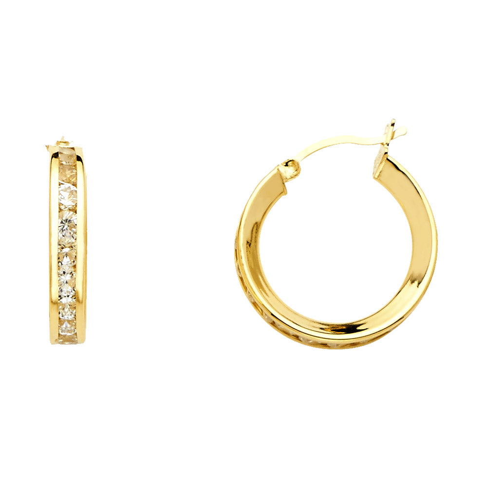 CZ Hoop Earrings  - 14K Gold - ER1133