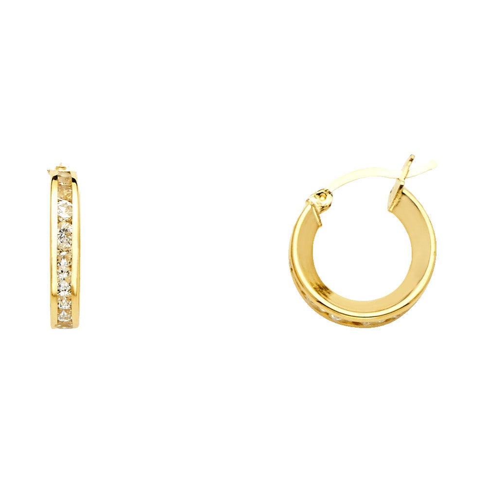 CZ Hoop Earrings  - 14K Gold - ER1134