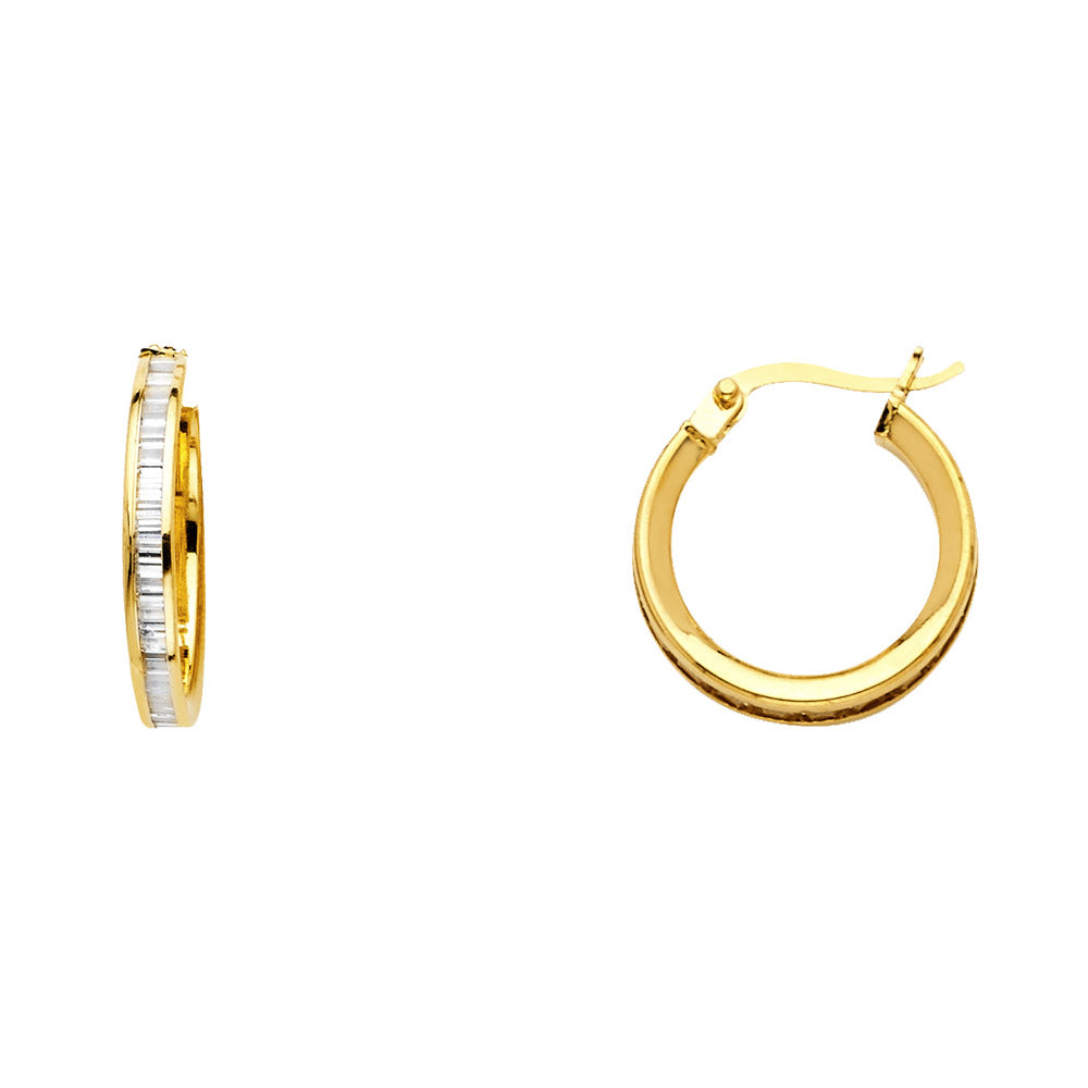 CZ Hoop Earrings  - 14K Gold - ER1137
