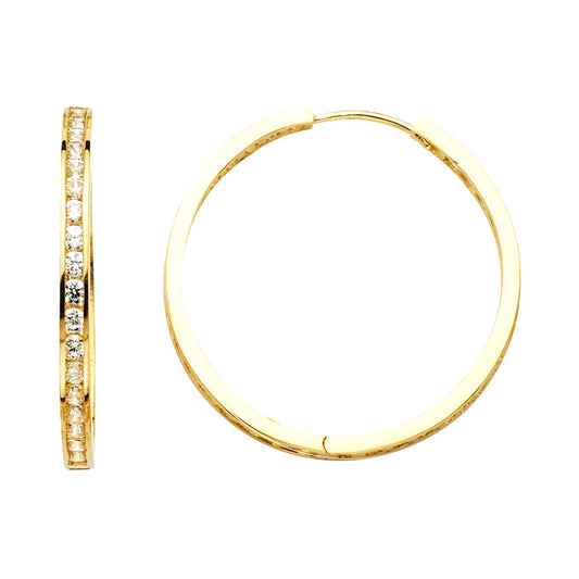 CZ Hoop Earrings  - 14K Gold - ER1138