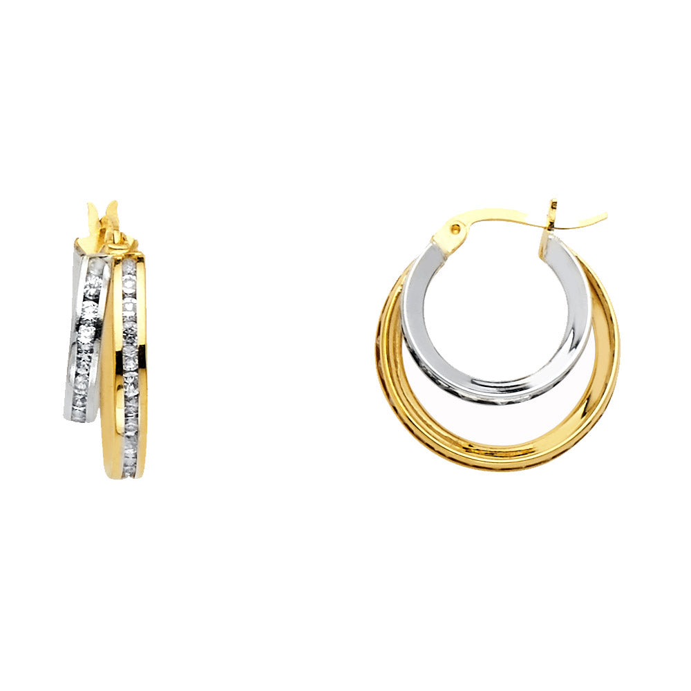 CZ Hoop Earrings  - 14K Gold - ER1142