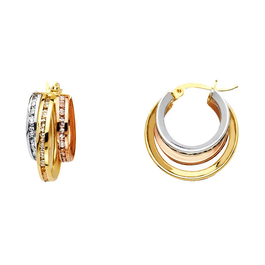CZ Hoop Earrings  - 14K Gold - ER1143