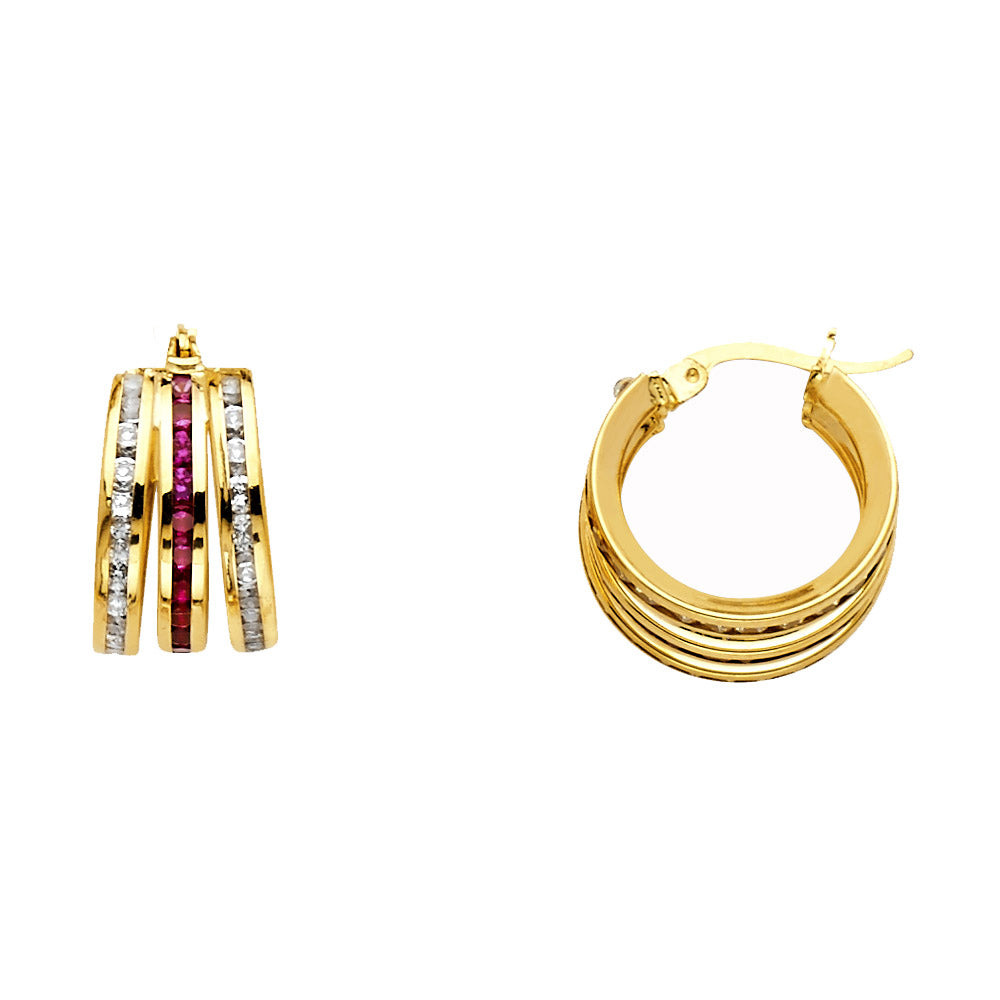 CZ Hoop Earrings  - 14K Gold - ER1146