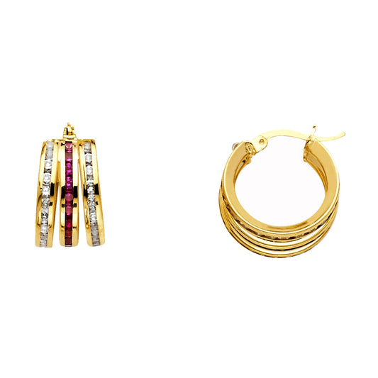 CZ Hoop Earrings  - 14K Gold - ER1146