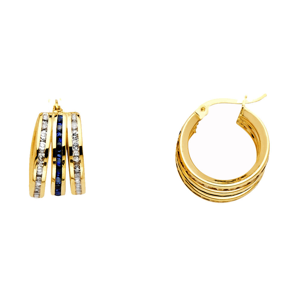 CZ Hoop Earrings  - 14K Gold - ER1147