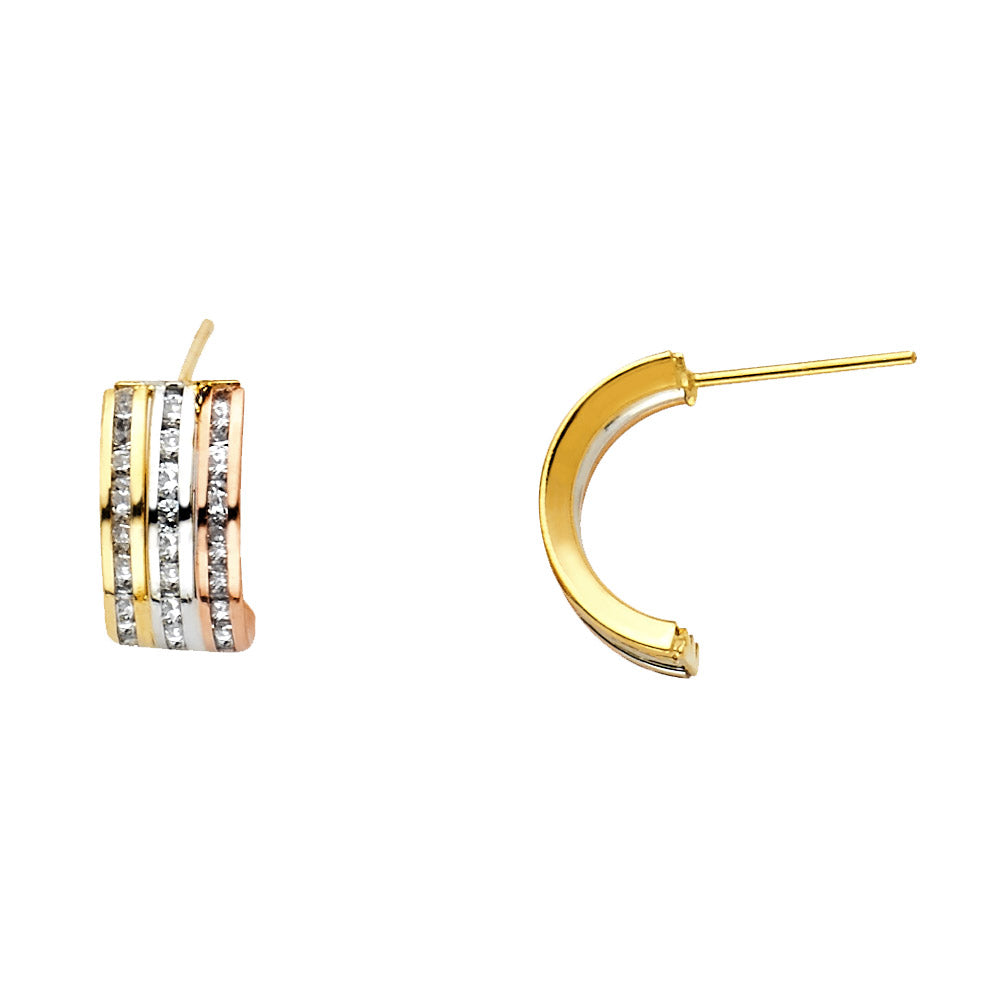 CZ Hoop Earrings  - 14K Gold - ER1148