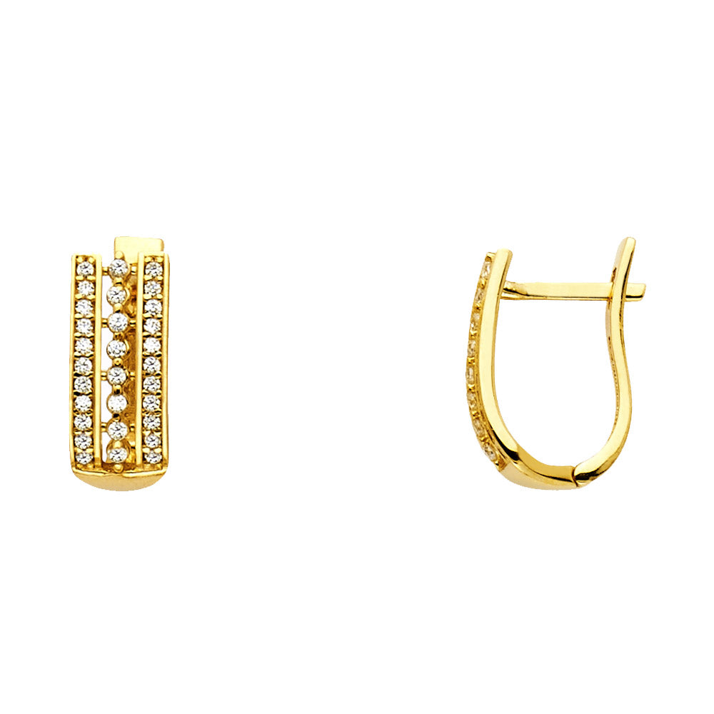 CZ Hoop Earrings  - 14K Gold - ER1150