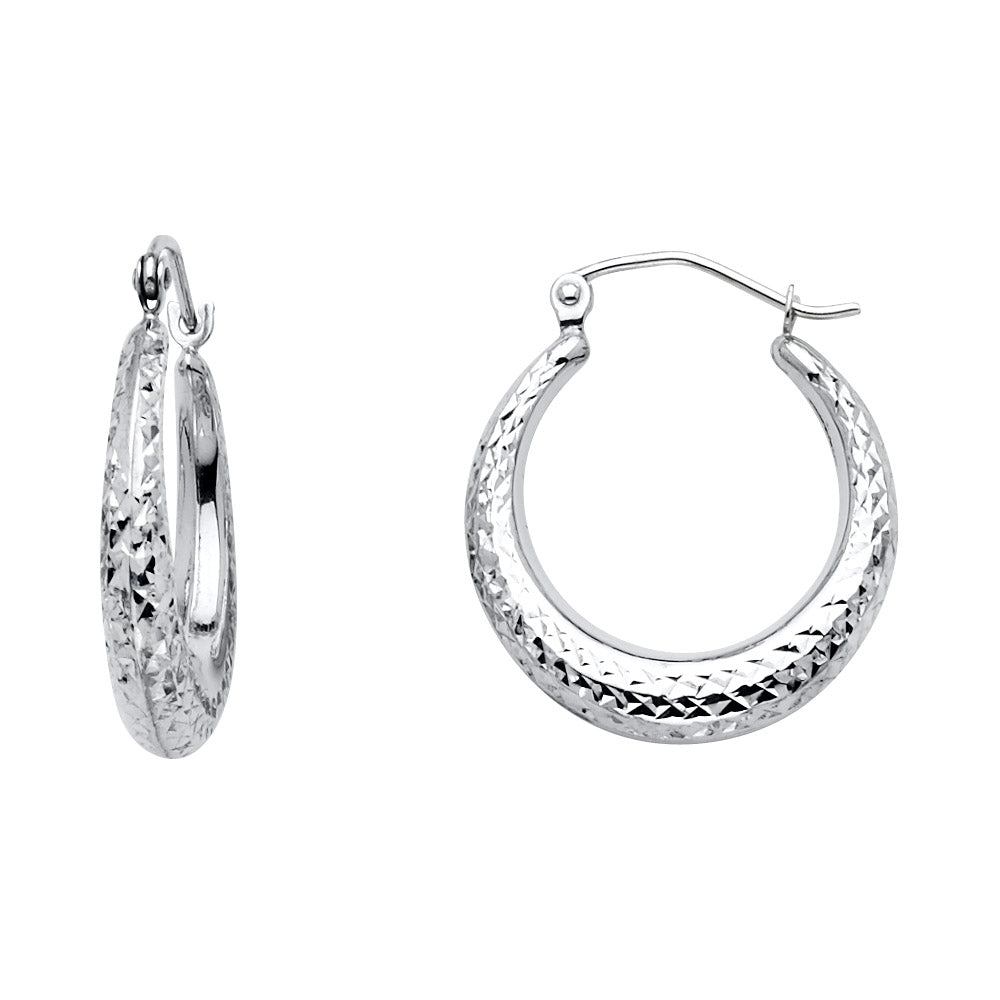 Fancy Hoop Earrings - 14K Gold - ER12W