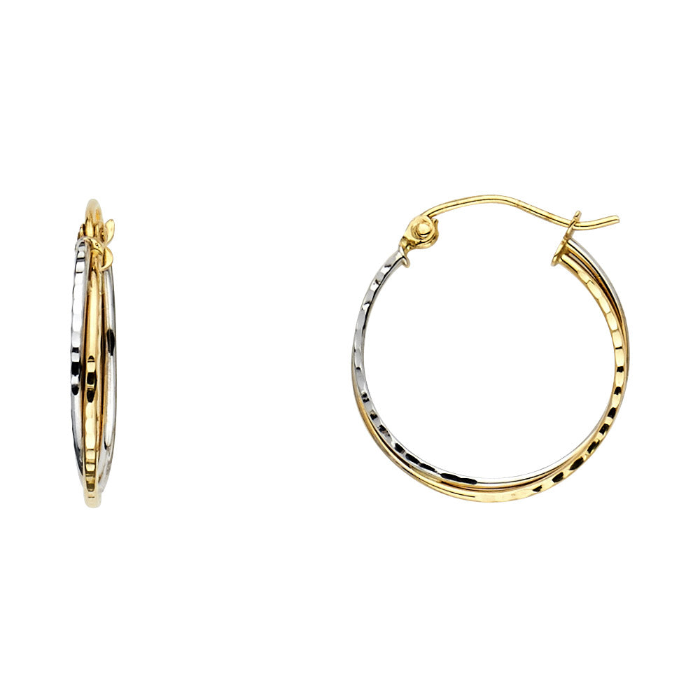 Fancy Hoop Earrings - 14K Gold - ER14