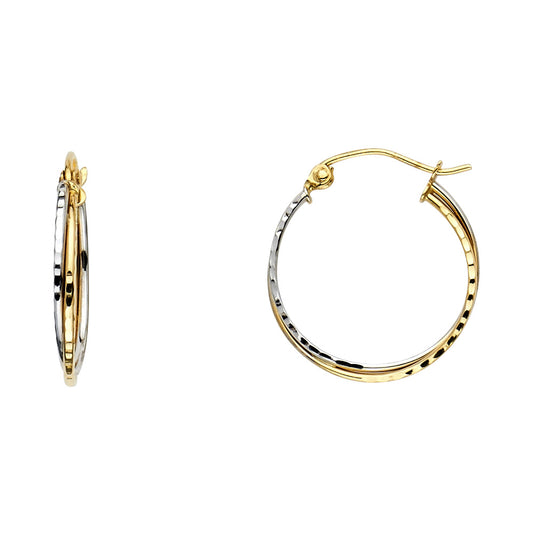 Fancy Hoop Earrings - 14K Gold - ER14
