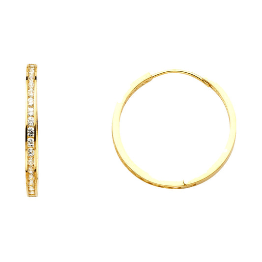 CZ Hoop Earrings  - 14K Gold - ER212