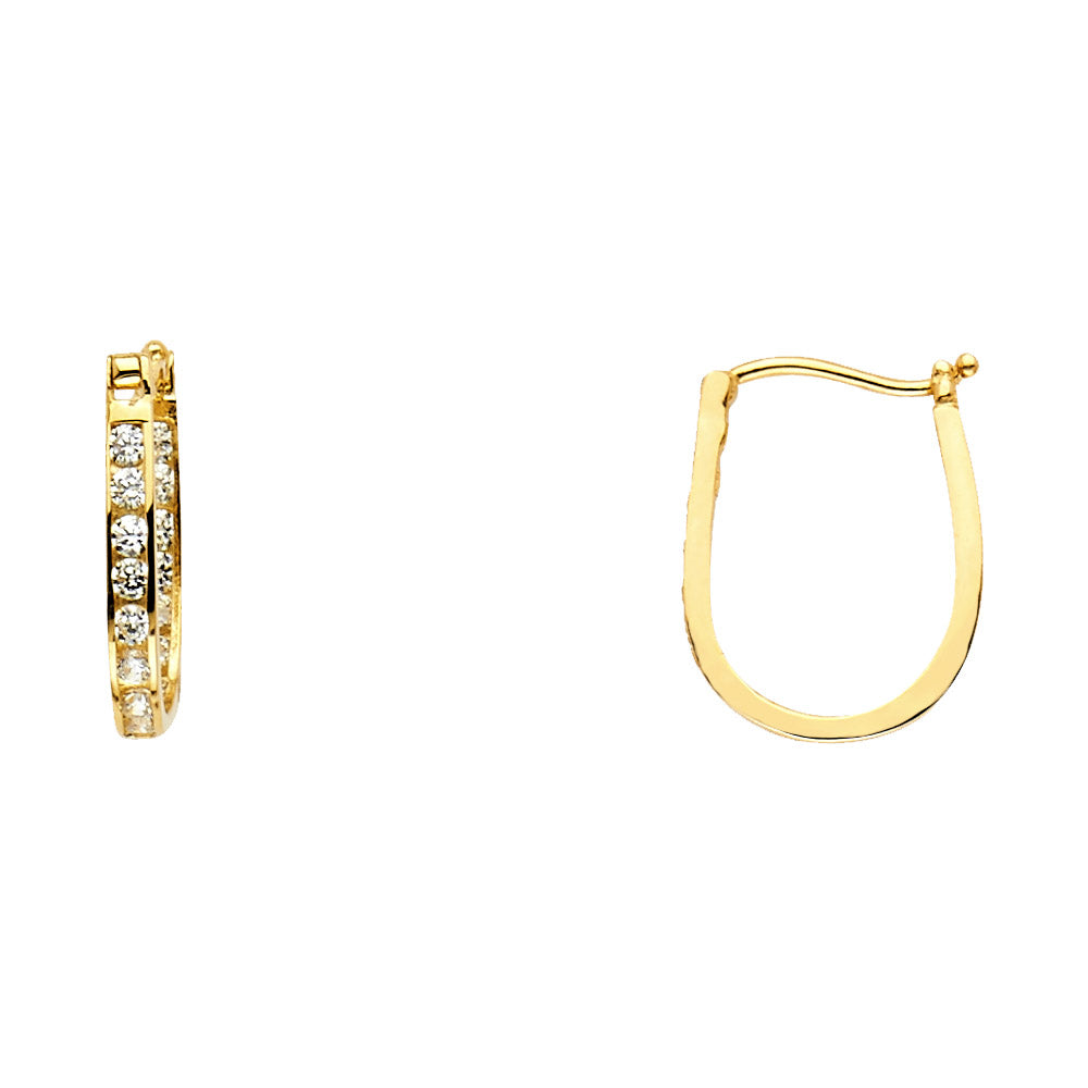 CZ Hoop Earrings  - 14K Gold - ER215
