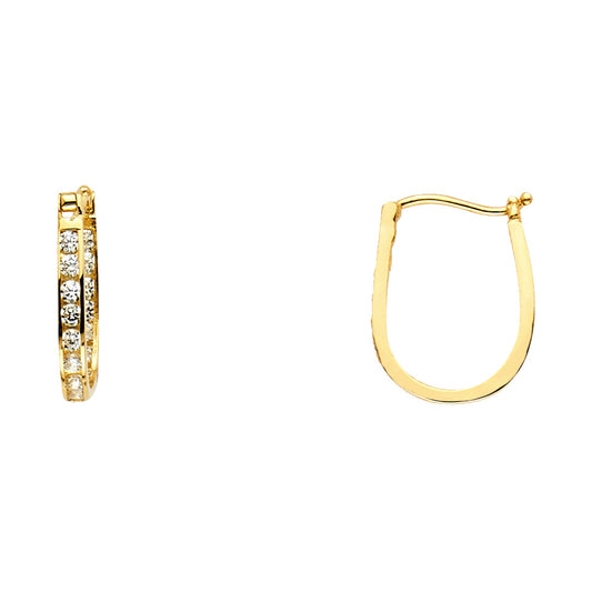 CZ Hoop Earrings  - 14K Gold - ER215