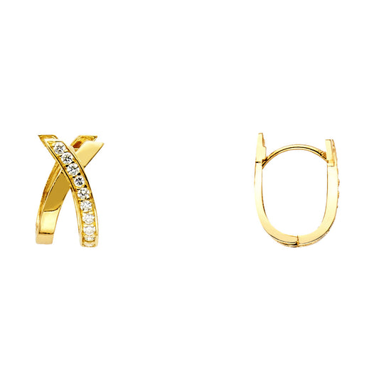 CZ Hoop Earrings  - 14K Gold - ER216
