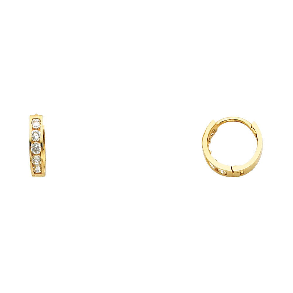 CZ Huggies Earrings - 14K Gold - ER236