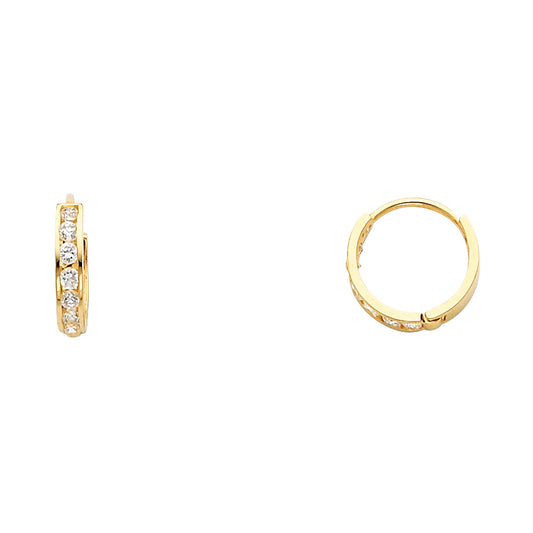 CZ Huggies Earrings - 14K Gold - ER238