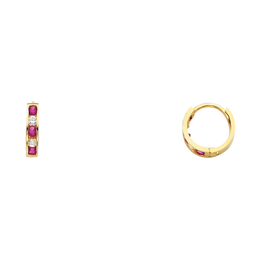 CZ Huggies Earrings - 14K Gold - ER239
