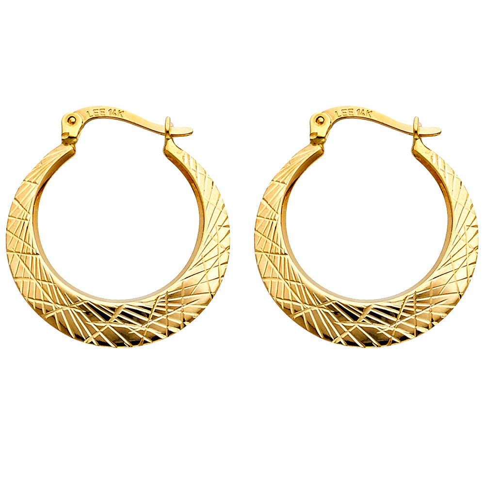 Fancy Hoop Earrings - 14K Gold - ER24