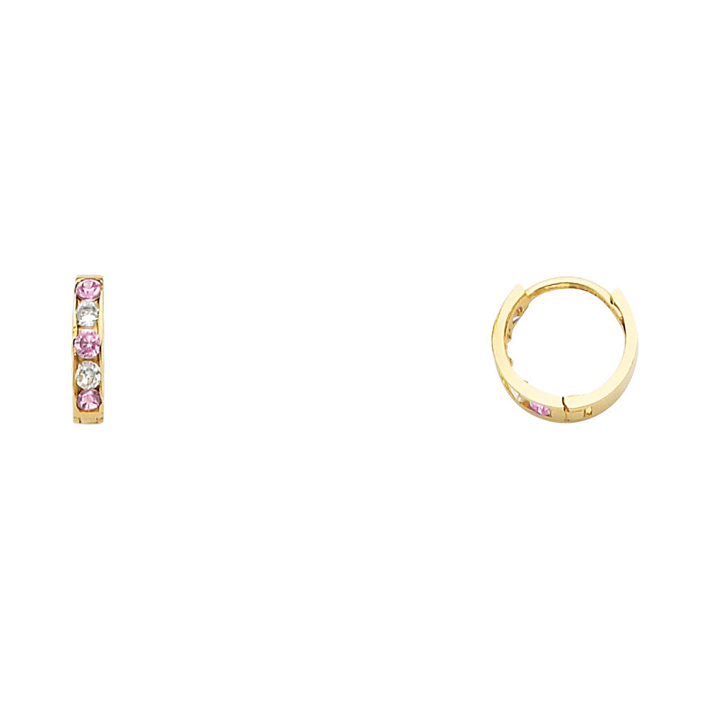 CZ Huggies Earrings - 14K Gold - ER240