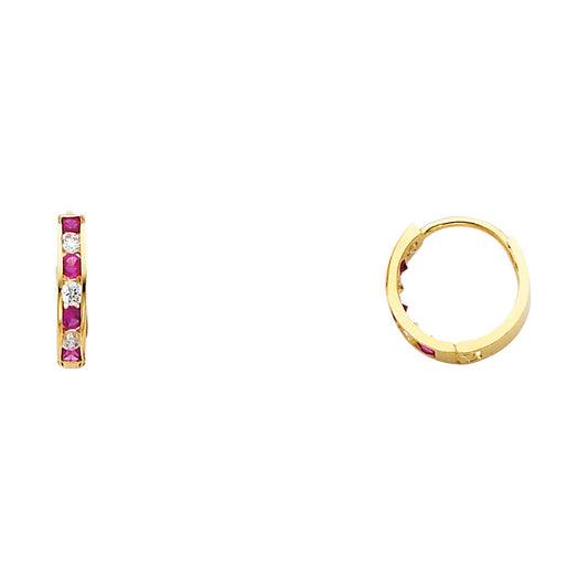 CZ Huggies Earrings - 14K Gold - ER243