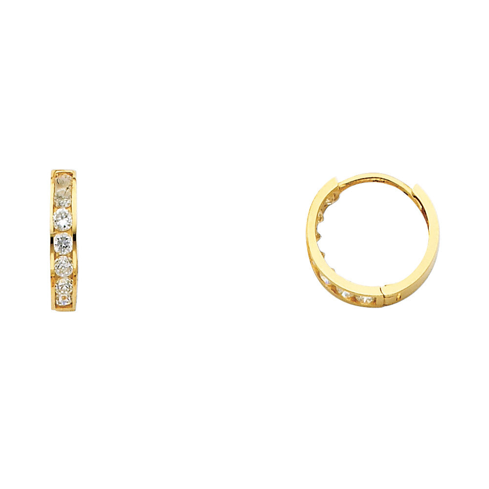 CZ Huggies Earrings - 14K Gold - ER245