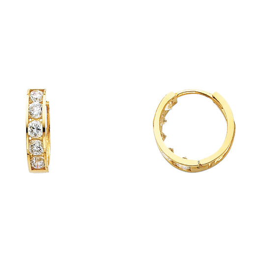 CZ Huggies Earrings - 14K Gold - ER248