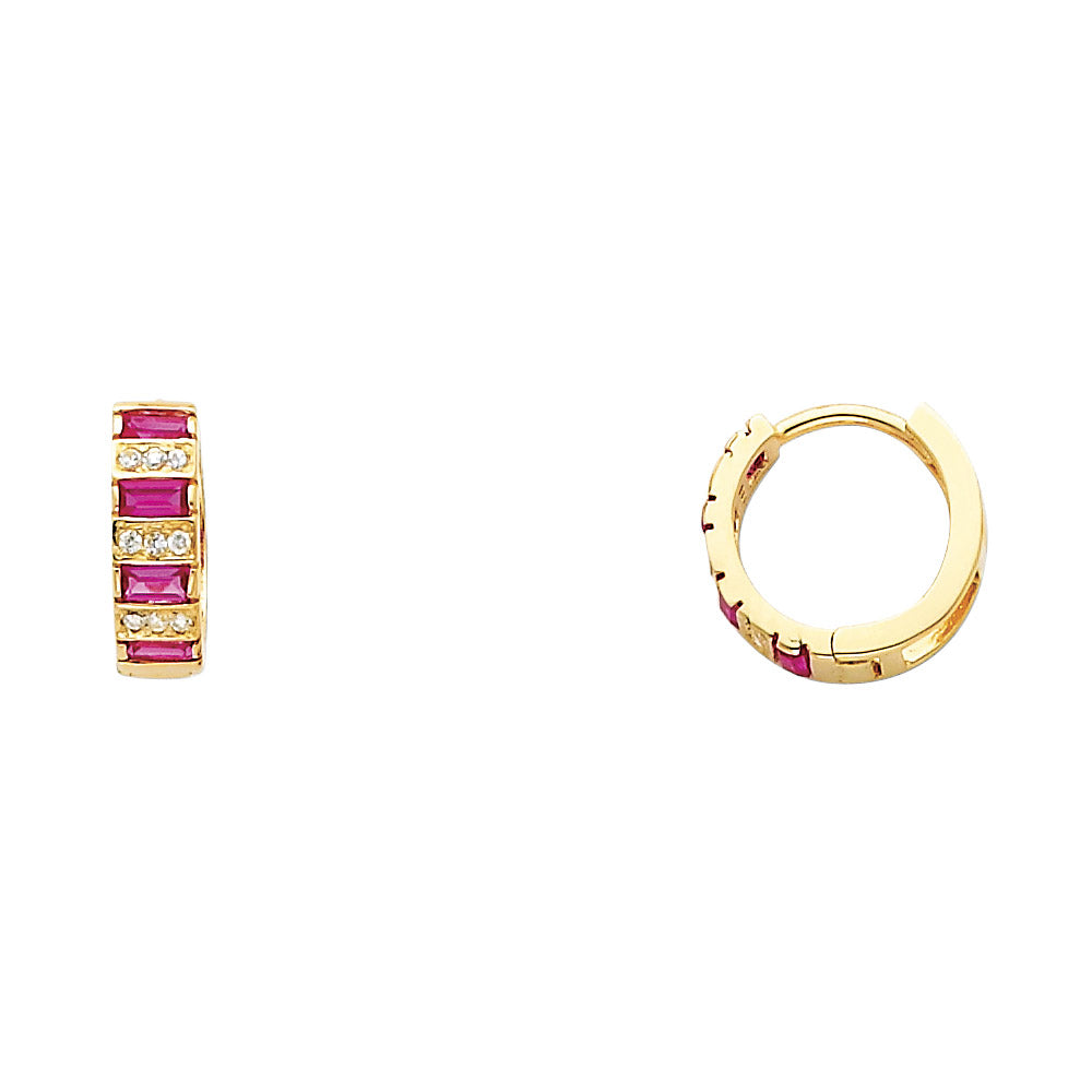 CZ Huggies Earrings - 14K Gold - ER251