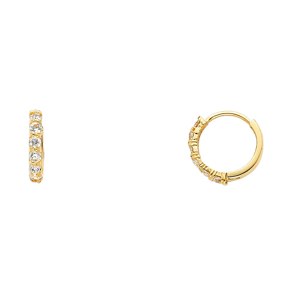 CZ Huggies Earrings - 14K Gold - ER255