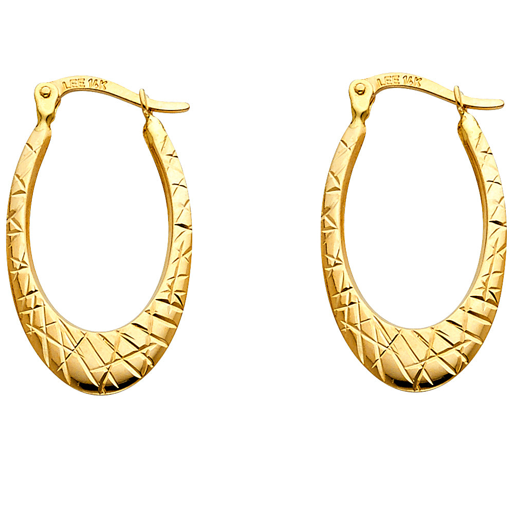 Fancy Hoop Earrings - 14K Gold - ER26