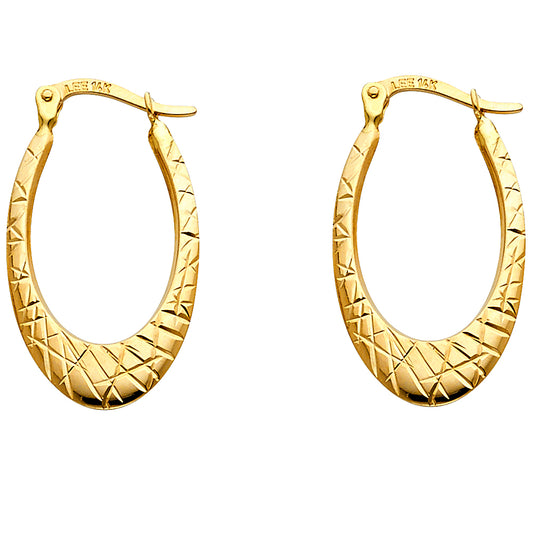Fancy Hoop Earrings - 14K Gold - ER26