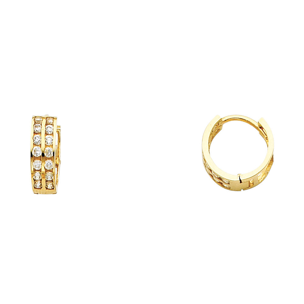 CZ Huggies Earrings - 14K Gold - ER261