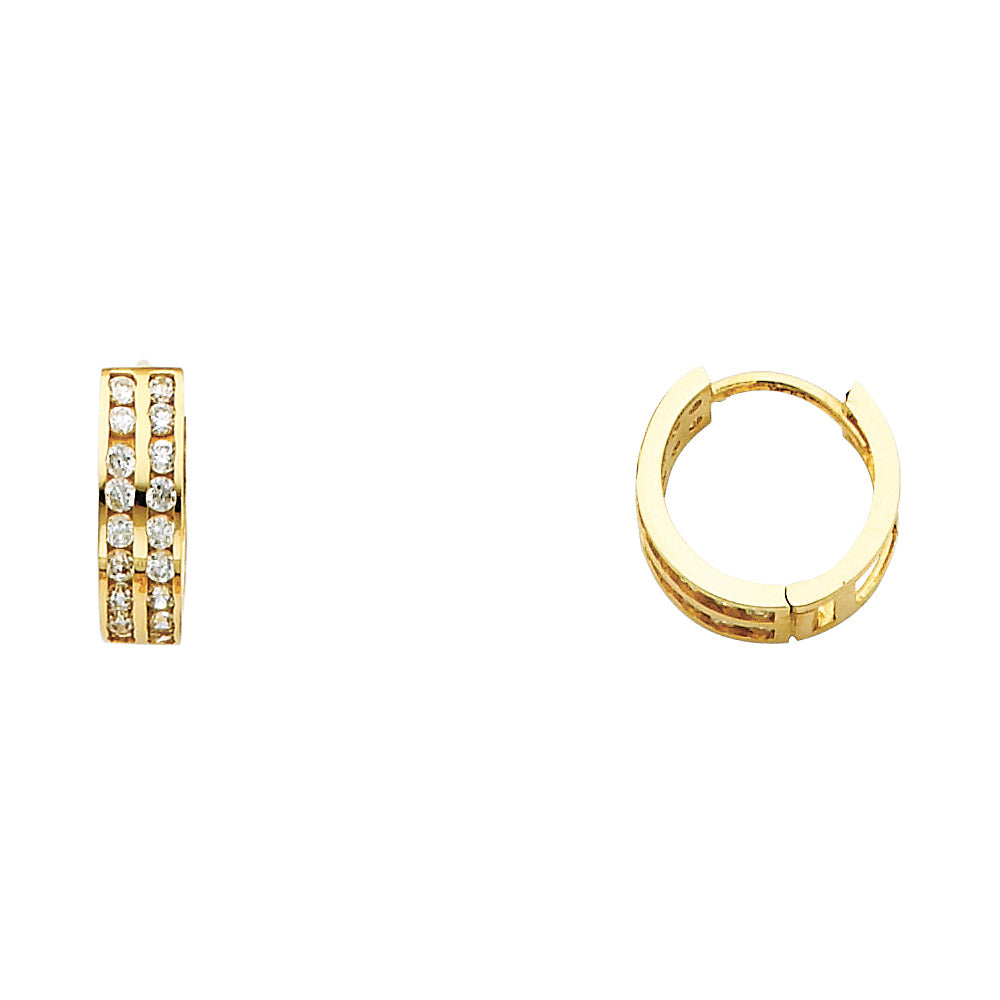 CZ Huggies Earrings - 14K Gold - ER262