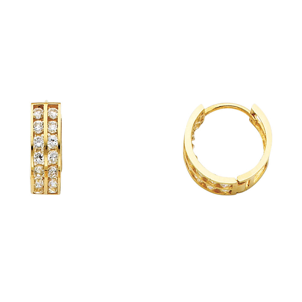 CZ Huggies Earrings - 14K Gold - ER263