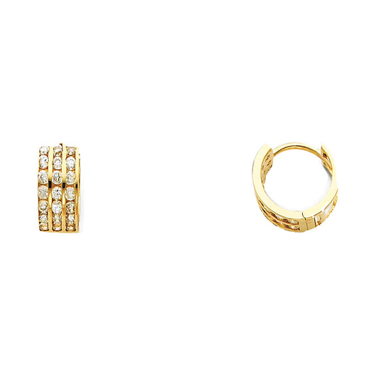 CZ Huggies Earrings - 14K Gold - ER264