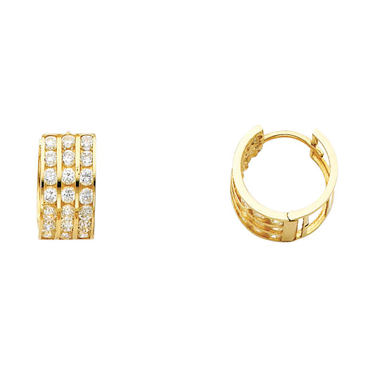 CZ Huggies Earrings - 14K Gold - ER267