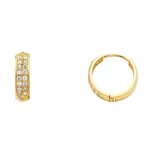 CZ Huggies Earrings - 14K Gold - ER269