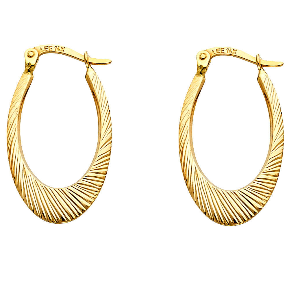 Fancy Hoop Earrings - 14K Gold - ER27