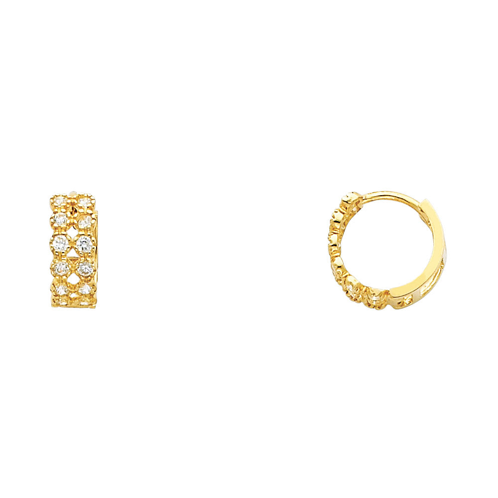 CZ Huggies Earrings - 14K Gold - ER274