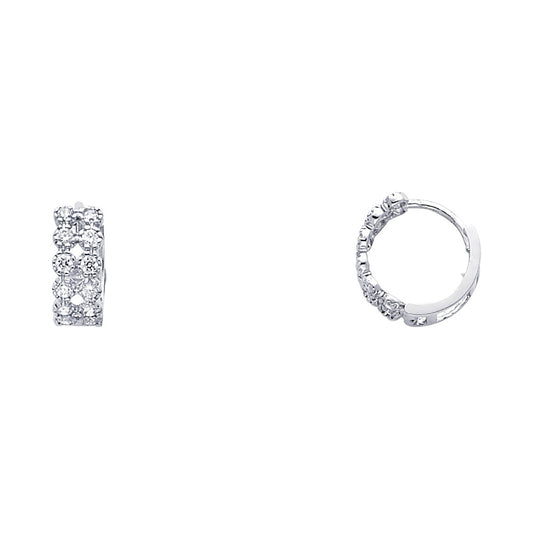 CZ Huggies Earrings - 14K Gold - ER274W