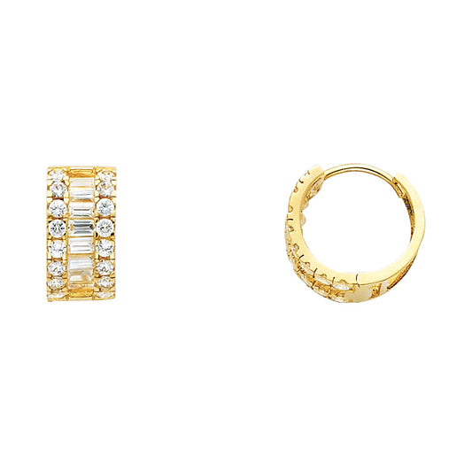 CZ Huggies Earrings - 14K Gold - ER278