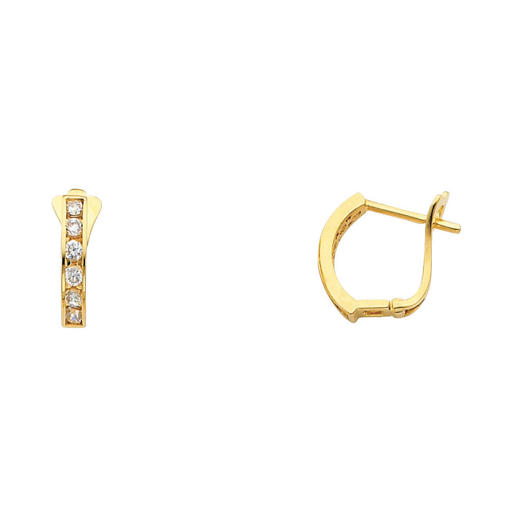 CZ Huggies Earrings - 14K Gold - ER280