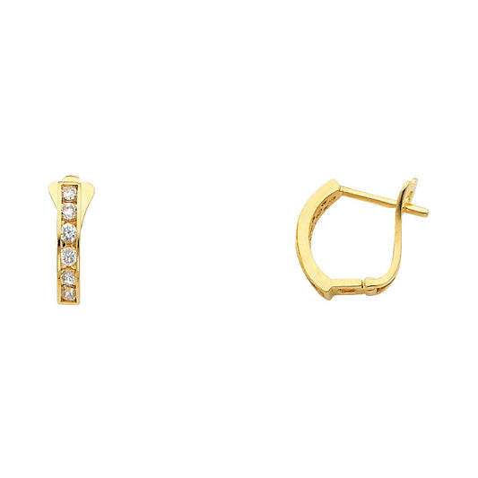 CZ Huggies Earrings - 14K Gold - ER280