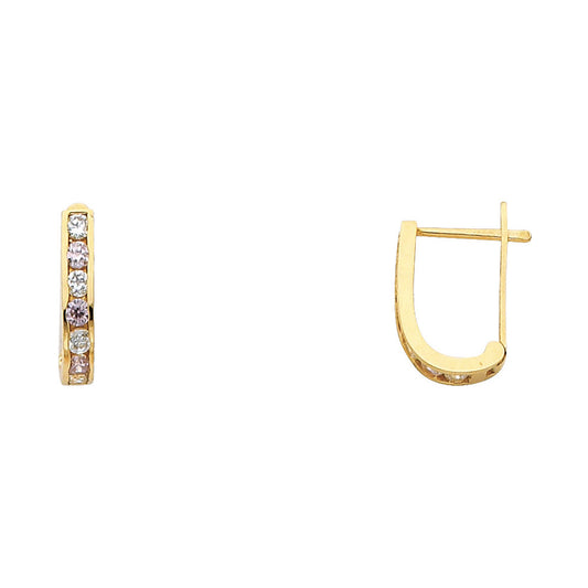 CZ Huggies Earrings - 14K Gold - ER282