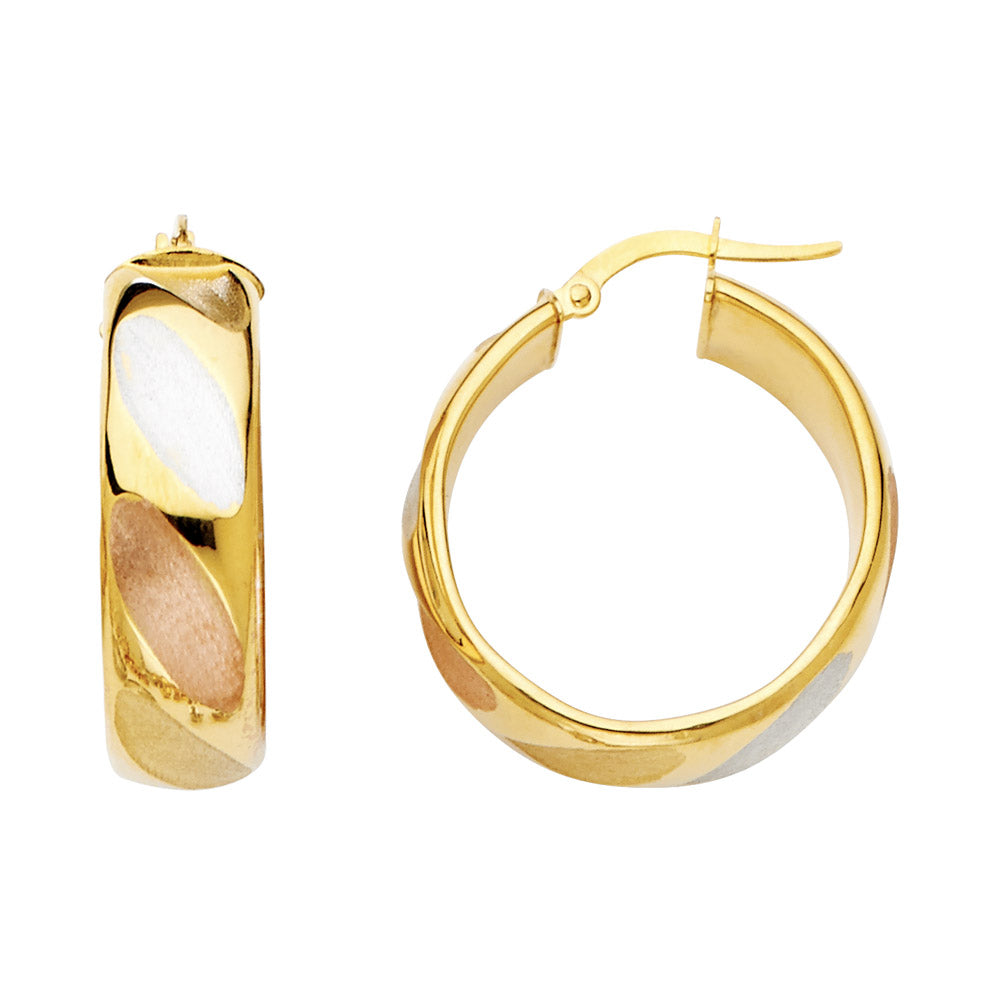 Fancy Hoop Earrings - 14K Gold - ER4