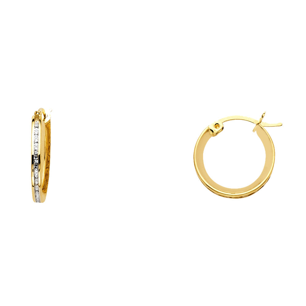 CZ Hoop Earrings - 14K Gold - ER516