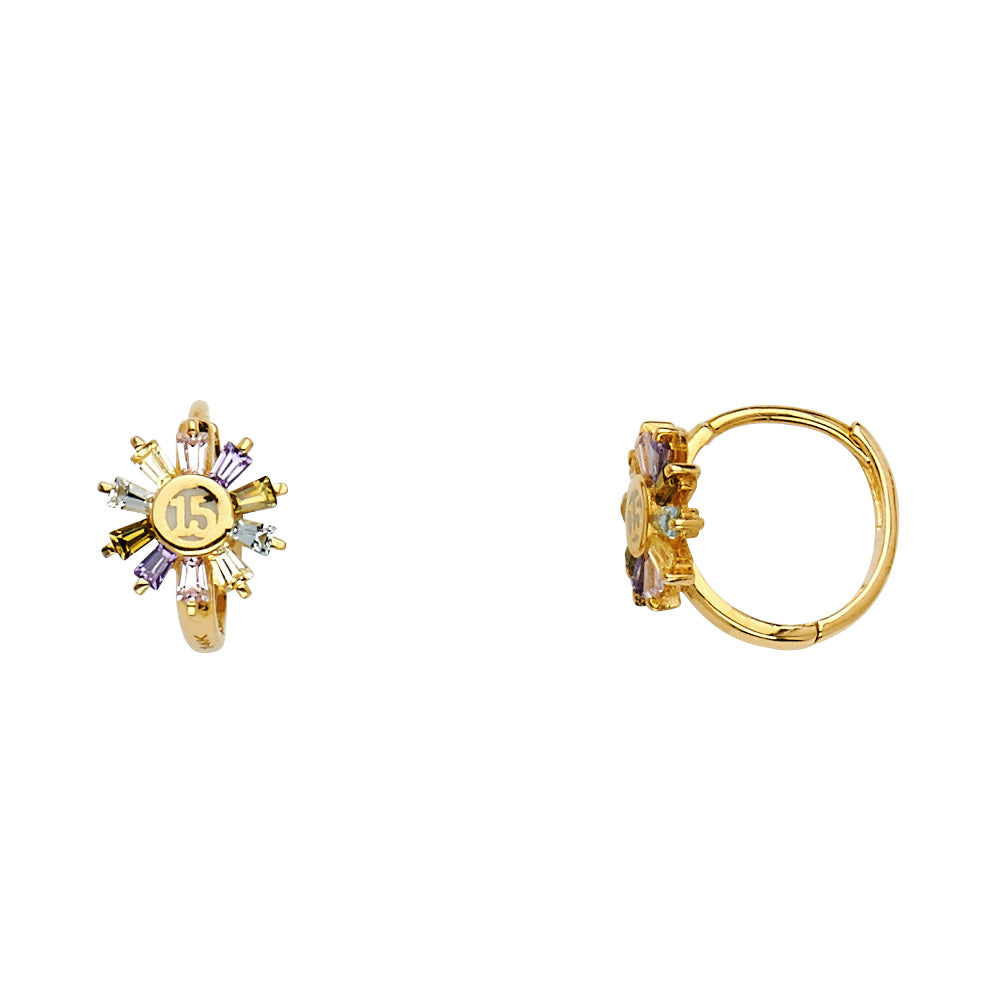 CZ Huggies Earrings - 14K Gold - ER540
